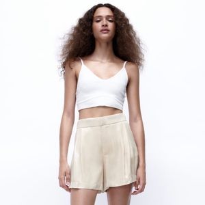 SATIN EFFECT PLEATED SHORTS ~ ZARA